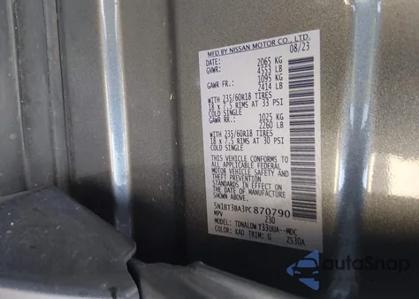 2023 Nissan Rogue Sv Fwd из США, поврежденный, VIN 5N1BT3BA3PC870790